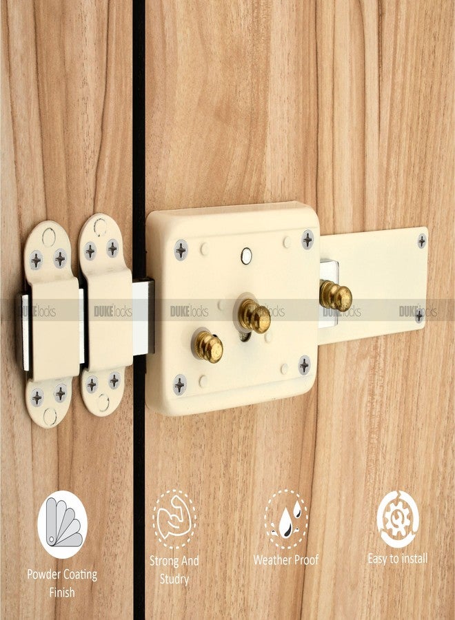 DUKE Inter Lock 6 Turn with 3 Brass Keys | Ivory Color | Suitable for Double Doors & Single Doors - Image 2